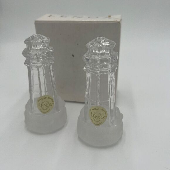 Lenox Crystal Lighthouse Salt and Pepper Shakers with Box - Picture 7 of 7